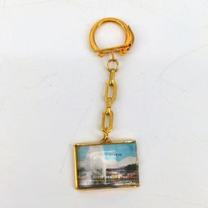 Vintage Geneve Geneva Switzerland Enamel Travel Shield Keychain Travel Souvenir